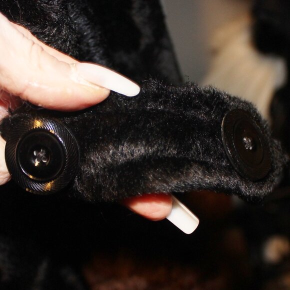 Vintage Penny Lane Geometric Velvet Belted Jacket Coat Real Mink Collar & Cuffs - Picture 5 of 13